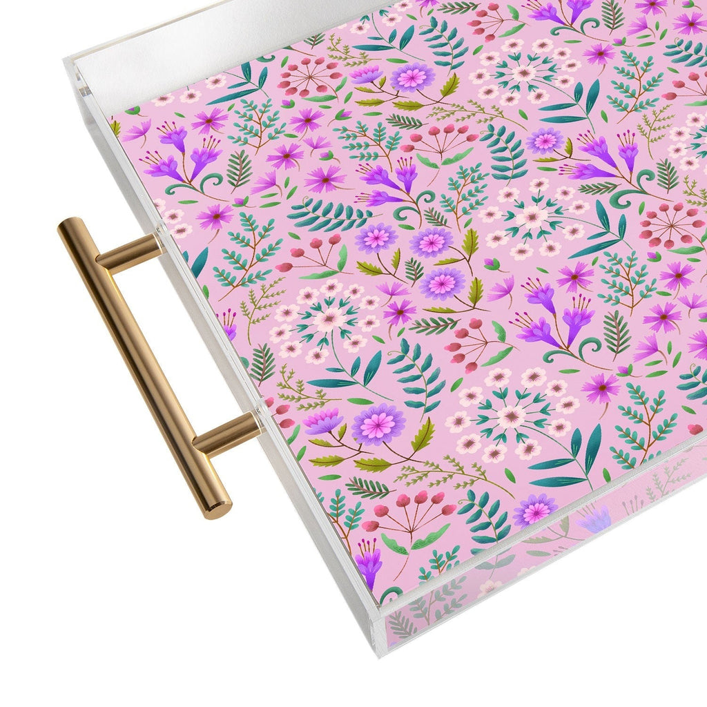Pimlada Phuapradit Ditsy Purple Floral Half Drop Acrylic Tray