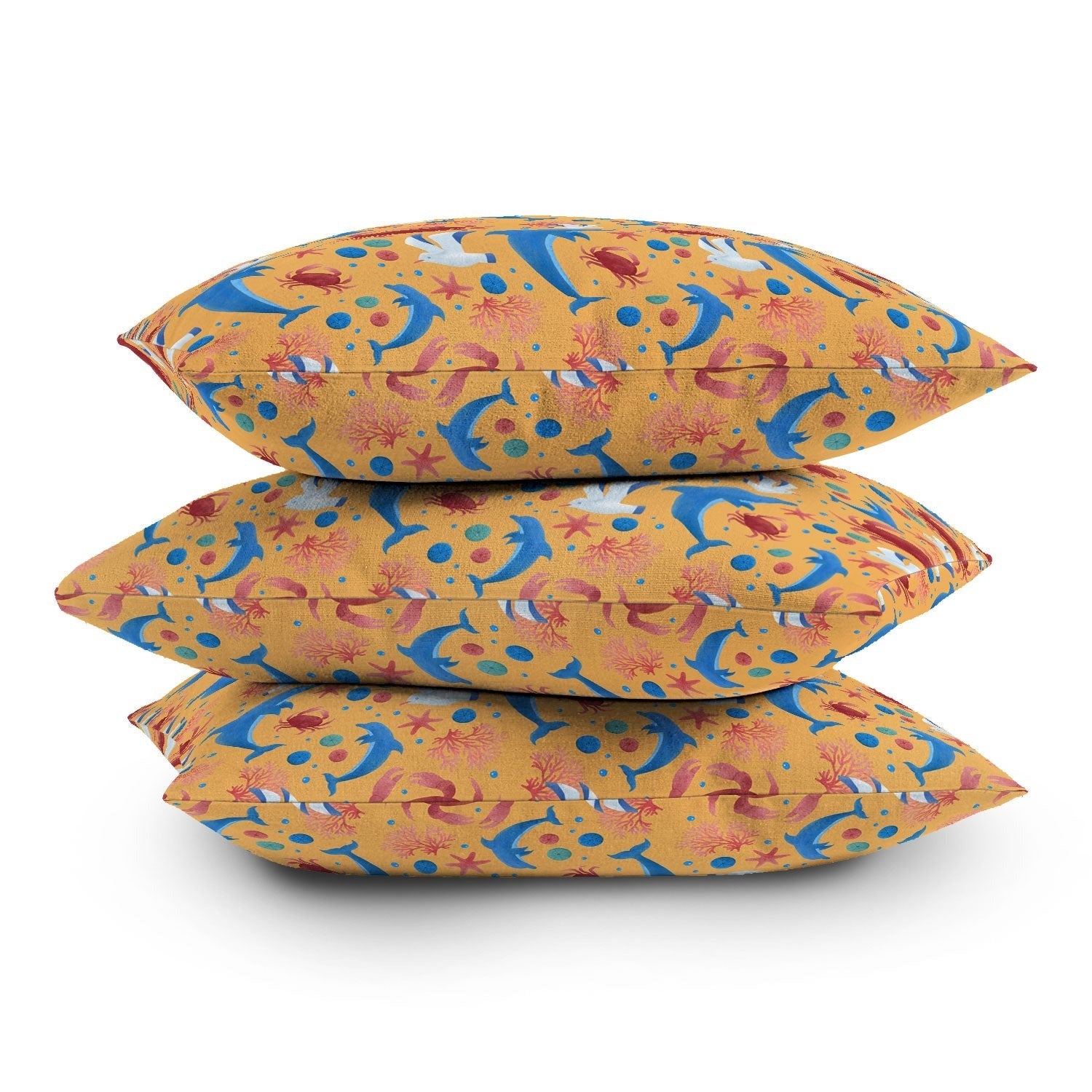 Seta Zakian Sailing Sealife yellow Outdoor Throw Pillow