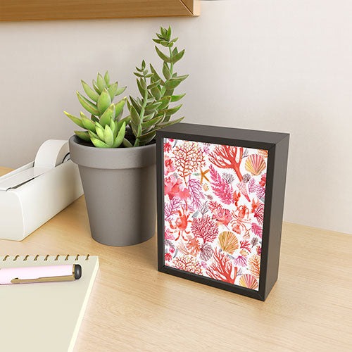 Ninola Design Botanic Retreat Coral Reef Crab Lobster Red Framed Mini Art Print