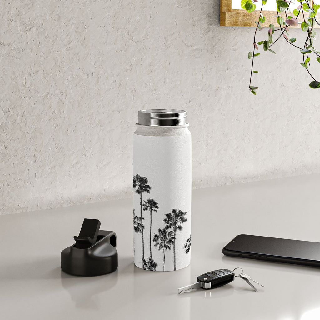 Gal Design Black And White Palms Water Bottle