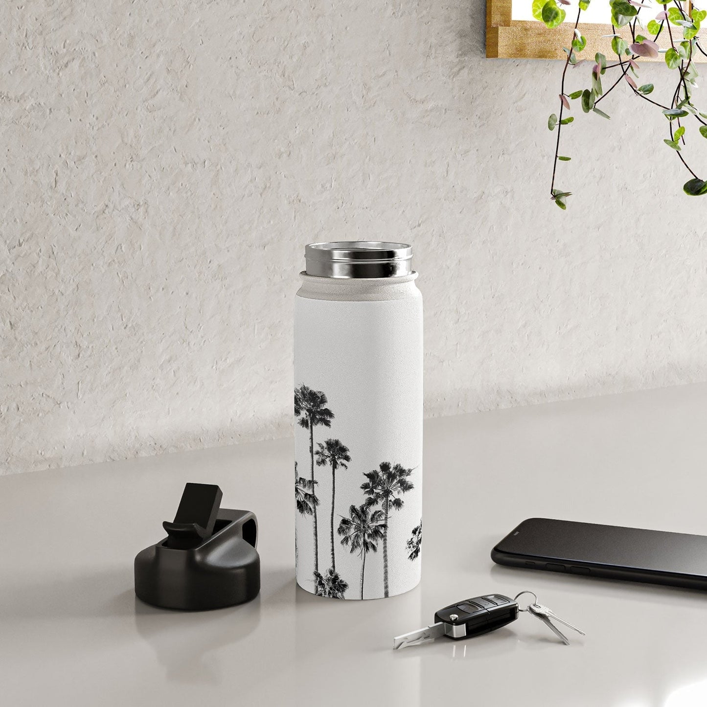 Gal Design Black And White Palms Water Bottle