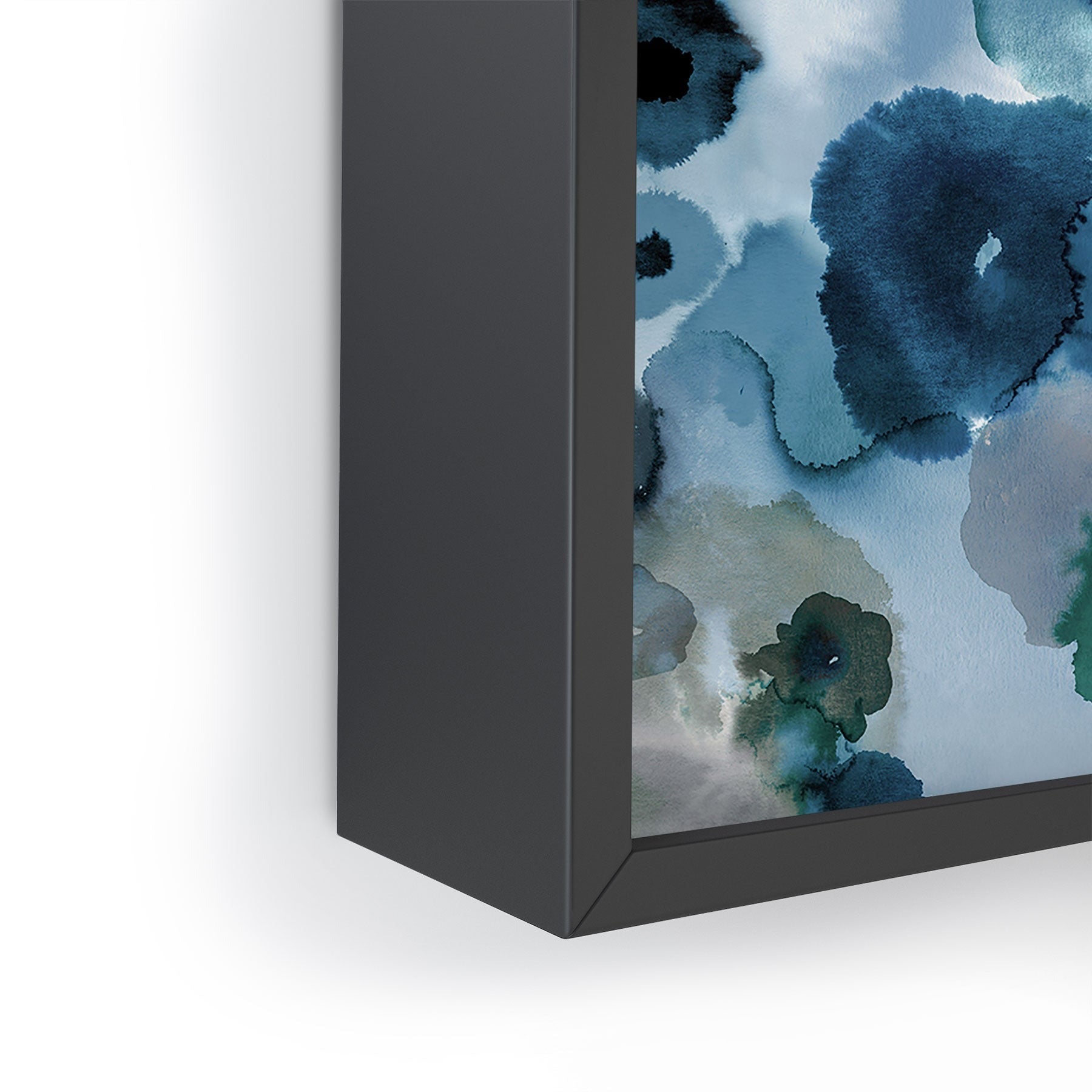 Ninola Design Botanic Retreat Ombre Abstract Watercolor Flowers Blue Navy Framed Mini Art Print
