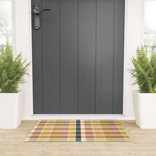 Marta Barragan Camarasa Retro Picnic Plaid Warm Tones Welcome Mat