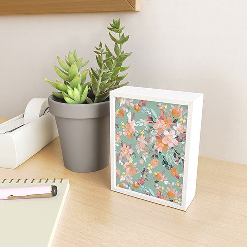 Ninola Design Botanic Retreat Floral Oleander Whimsical Teal Green Framed Mini Art Print