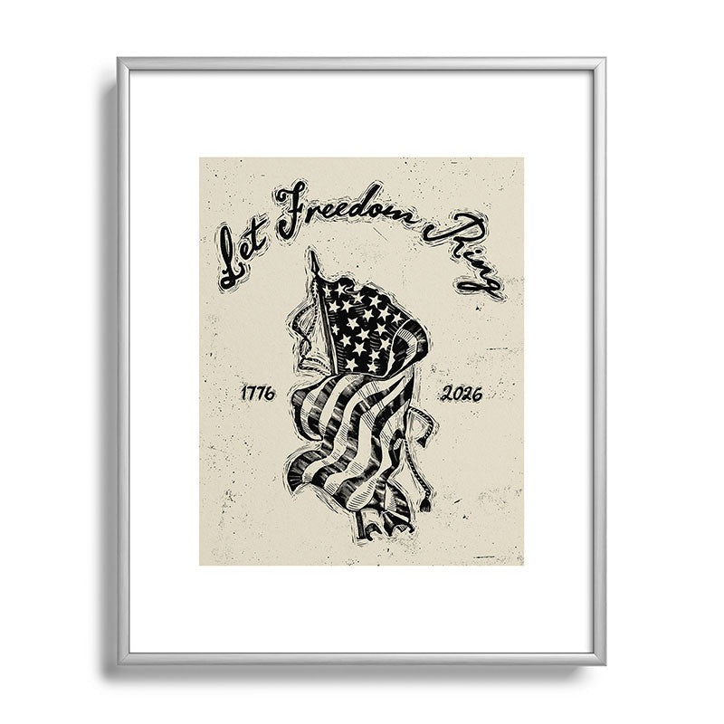 DENY Designs Let Freedom Ring Block Metal Framed Art Print