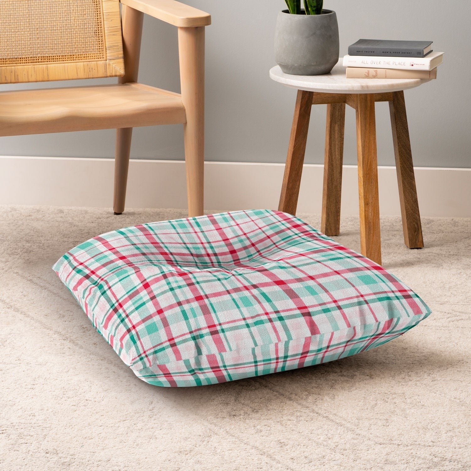 Lisa Argyropoulos Merry Vintage Plaid Floor Pillow Square