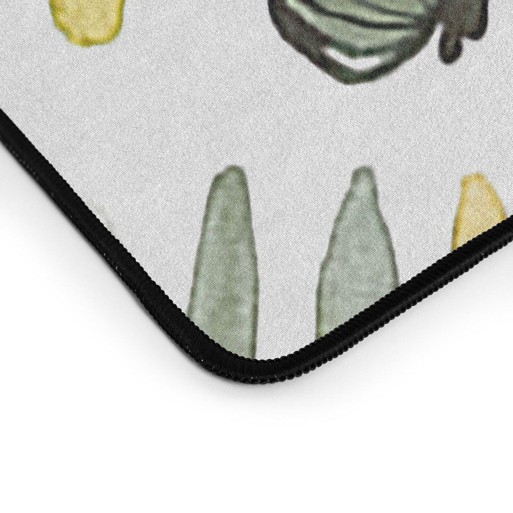 Ninola Design Botanic Retreat Tropical Jungle Leaves Botanical Green Orange Desk Mat