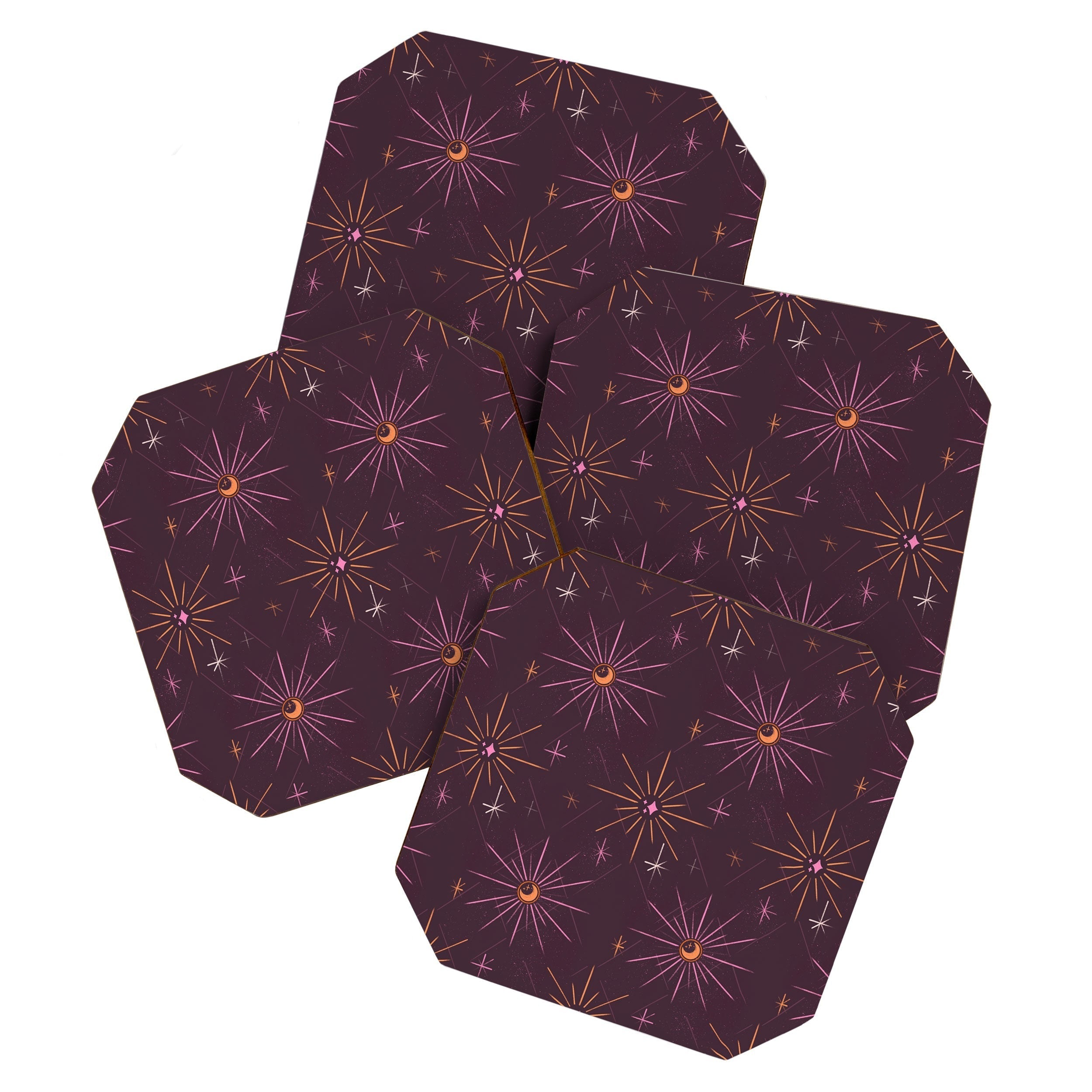 Little Om Pattern Little Moon plum Coaster Set