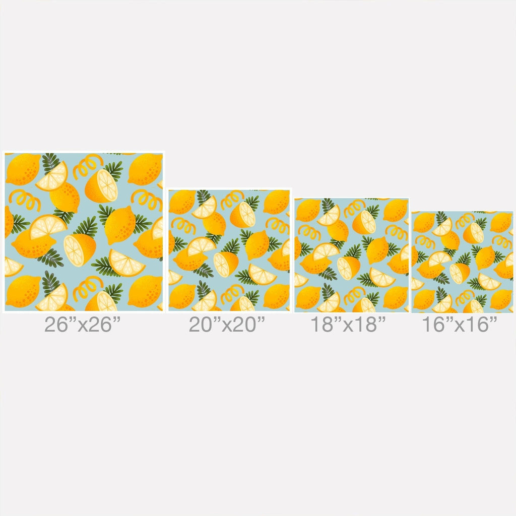 Jessica Molina Lemon Pattern on Sky Blue Outdoor Throw Pillow