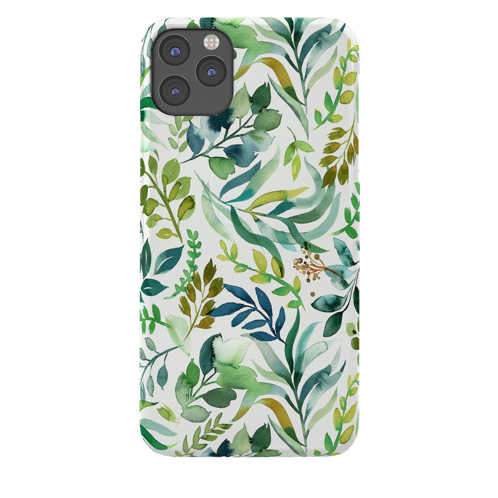 Ninola Design Botanic Retreat Loose Botanical Leaves Watercolor Green Phone Case