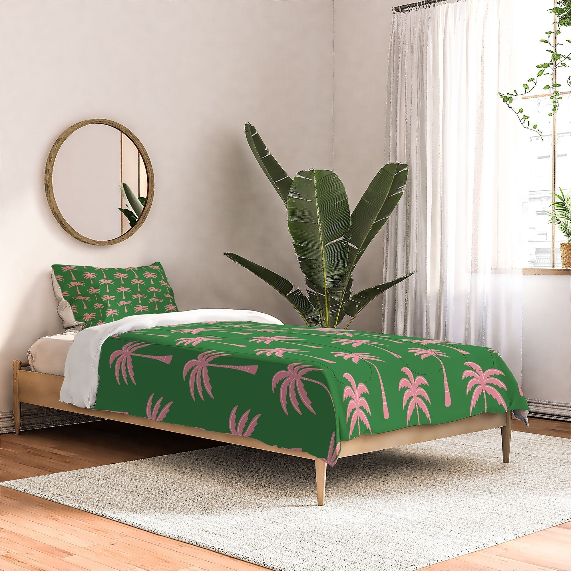 Design by Spark Pink Palm Tree Oasis Comforter