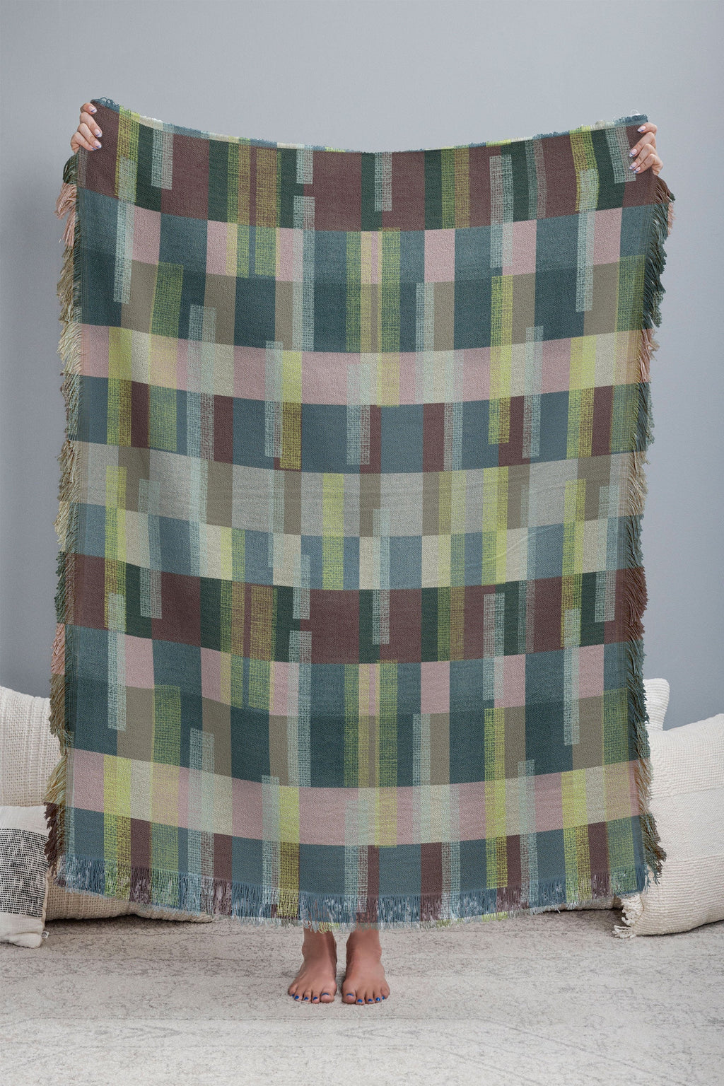 Marta Barragan Camarasa Dynamic Linear Blocks Throw Blanket
