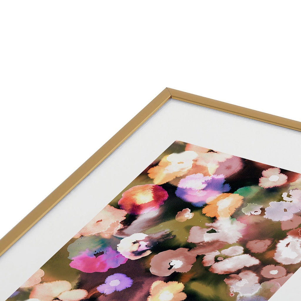 Ninola Design Botanic Retreat Ombre Abstract Watercolor Flowers Pink gold Metal Framed Art Print