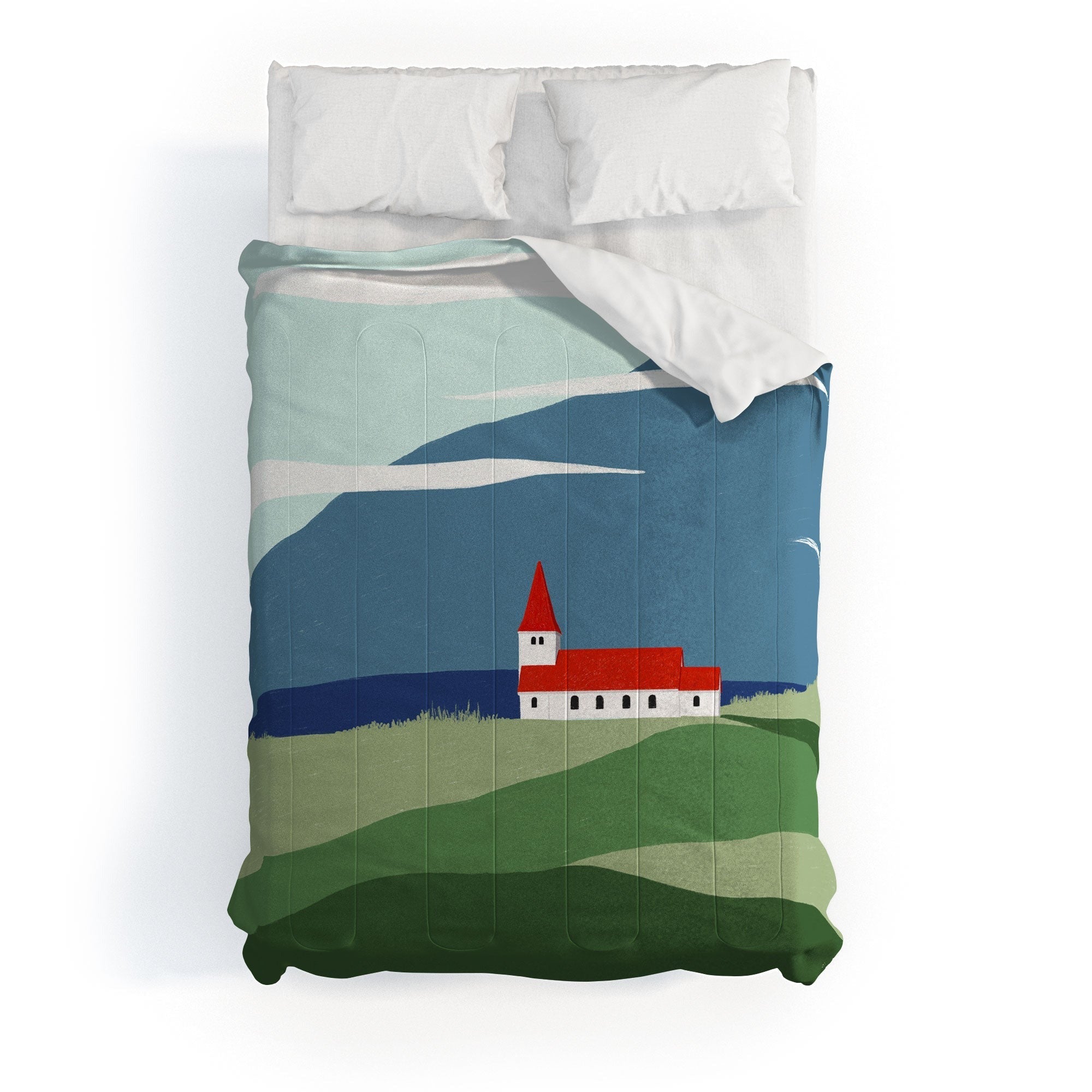 Valeria Frustaci Red roof in Iceland Comforter