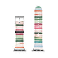Ninola Design Botanic Retreat Watercolor Stripes Green Orange Red Apple Watch Band