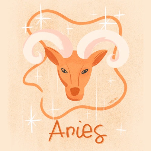 Little Om Zodiac Signs Aries Shower Curtain