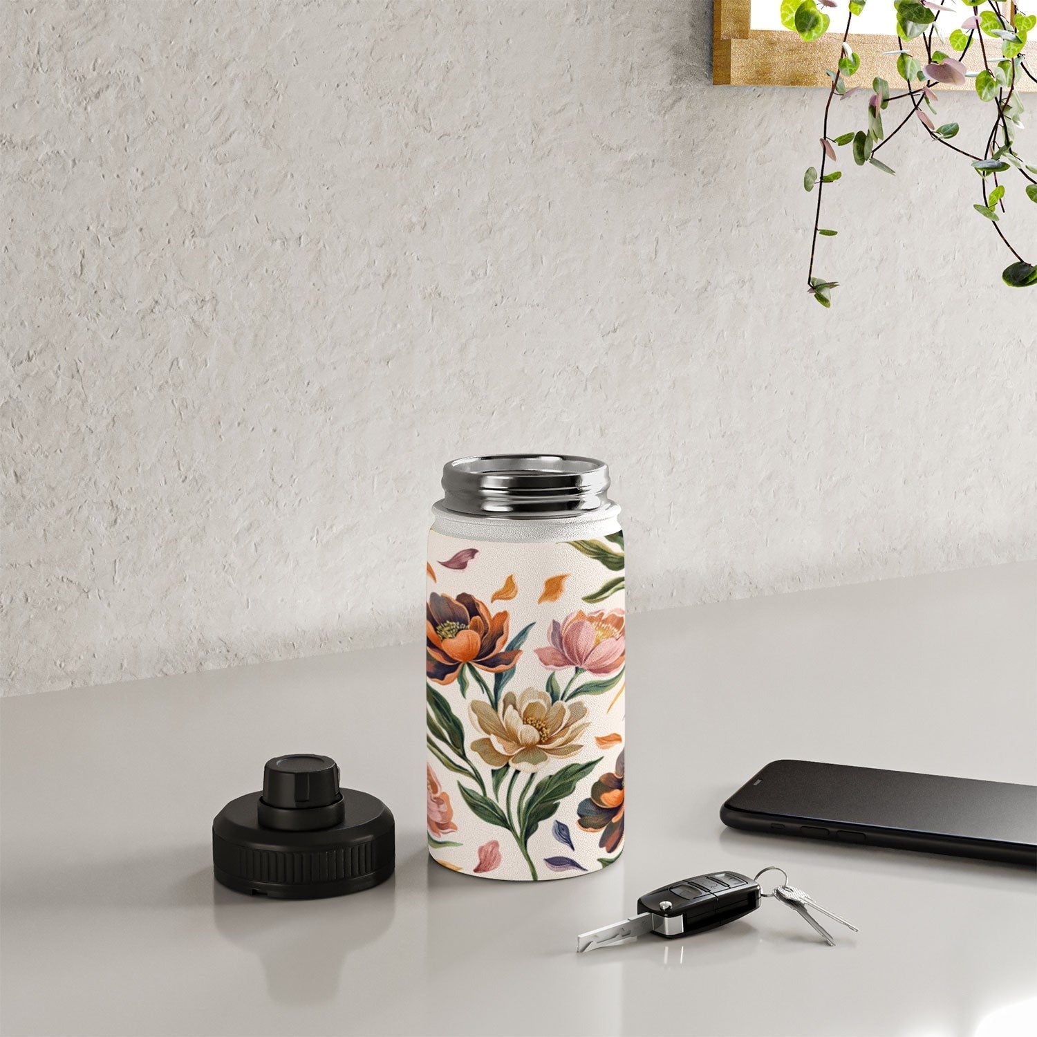 Marta Barragan Camarasa Hand Painted Peony Florals Water Bottle