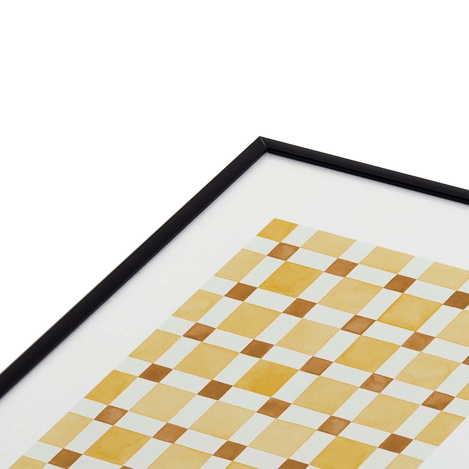 Ninola Design Everyday Artifact Checker Mosaic Tiles Geometry Yellow Metal Framed Art Print