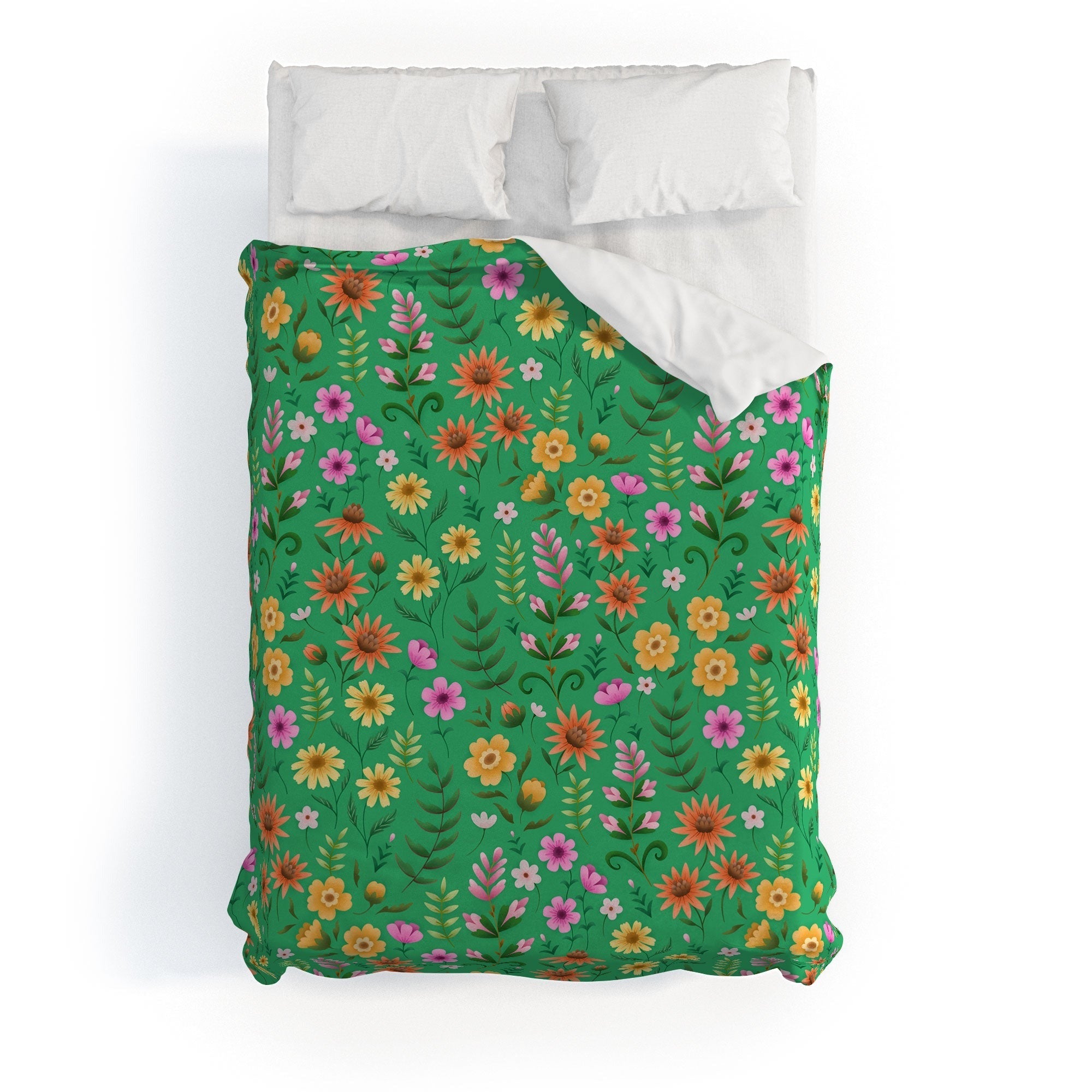 Pimlada Phuapradit Ditsy Spring Floral Green Duvet Cover
