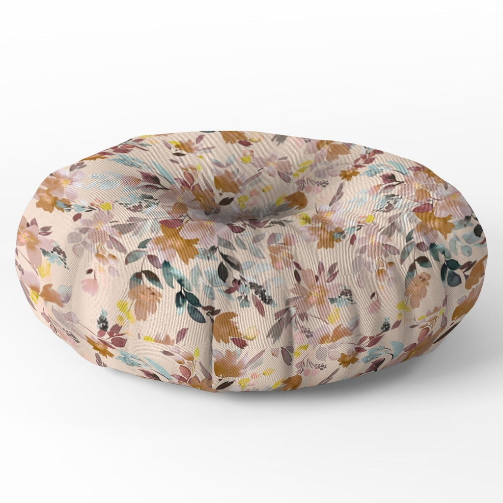 Ninola Design Botanic Retreat Floral Oleander Whimsical Soft Pink Floor Pillow Round