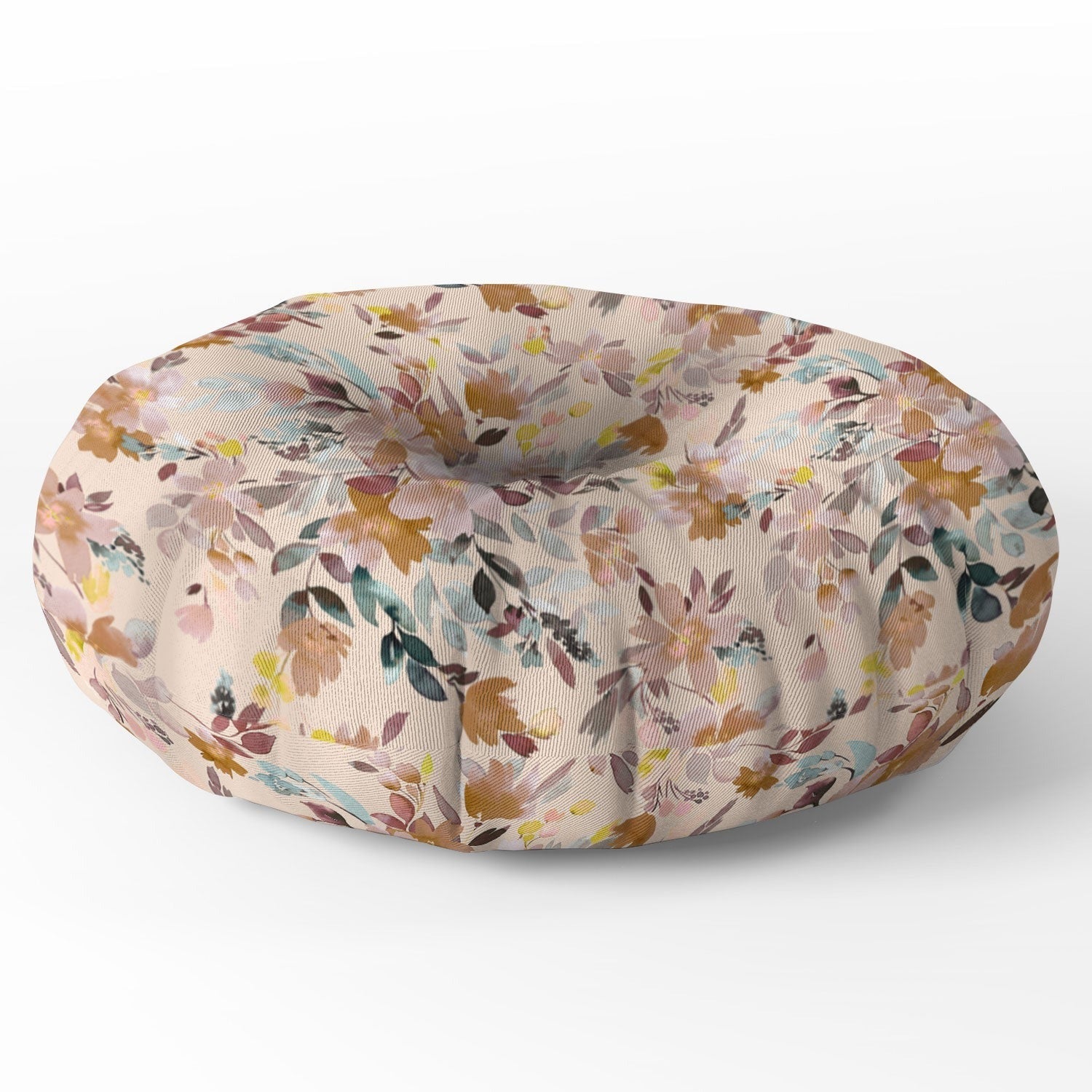 Ninola Design Botanic Retreat Floral Oleander Whimsical Soft Pink Floor Pillow Round