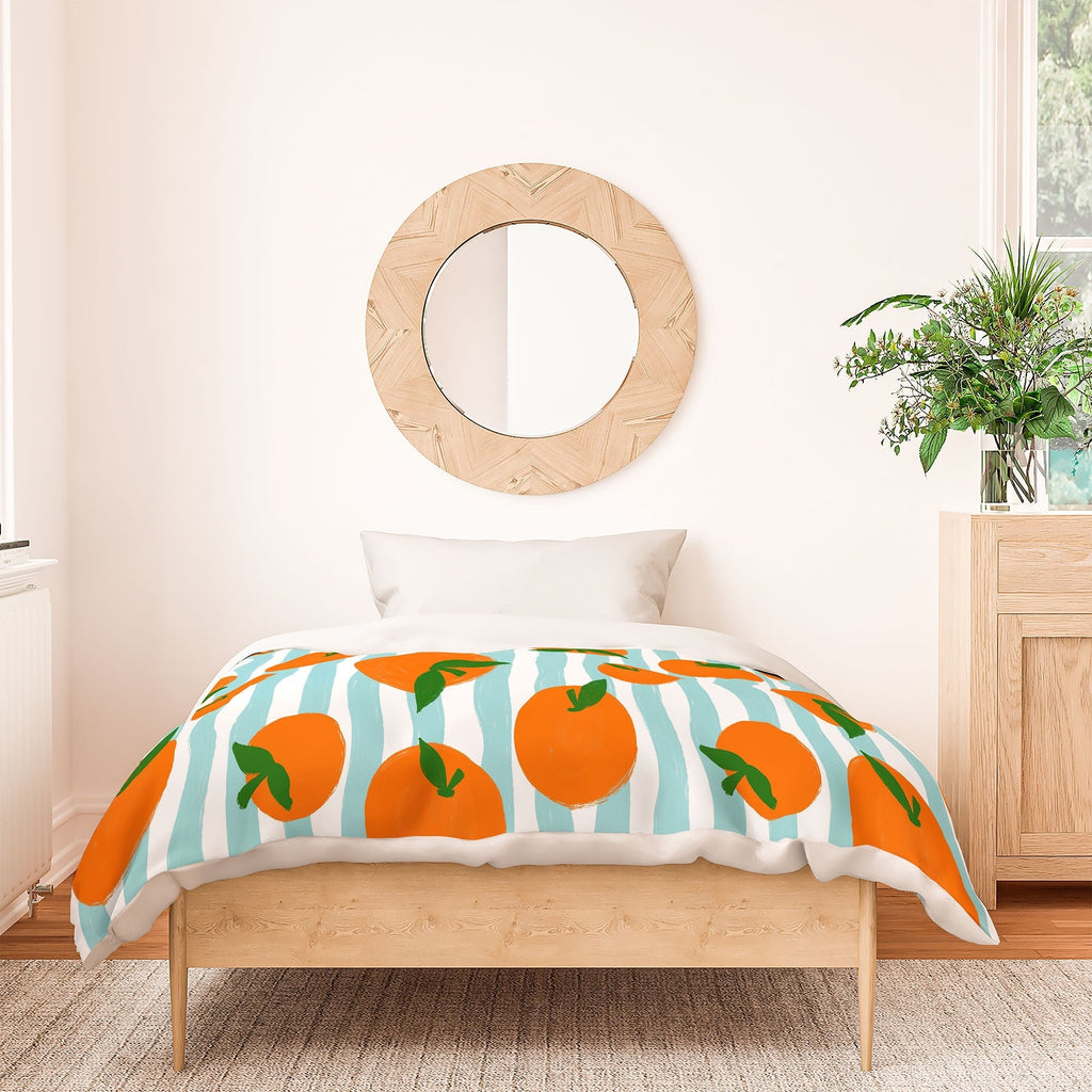 Design by Spark Zesty Oranges and Stripes Duvet Cover