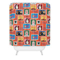 Design by Spark Classic Book Cat Stamps Shower Curtain