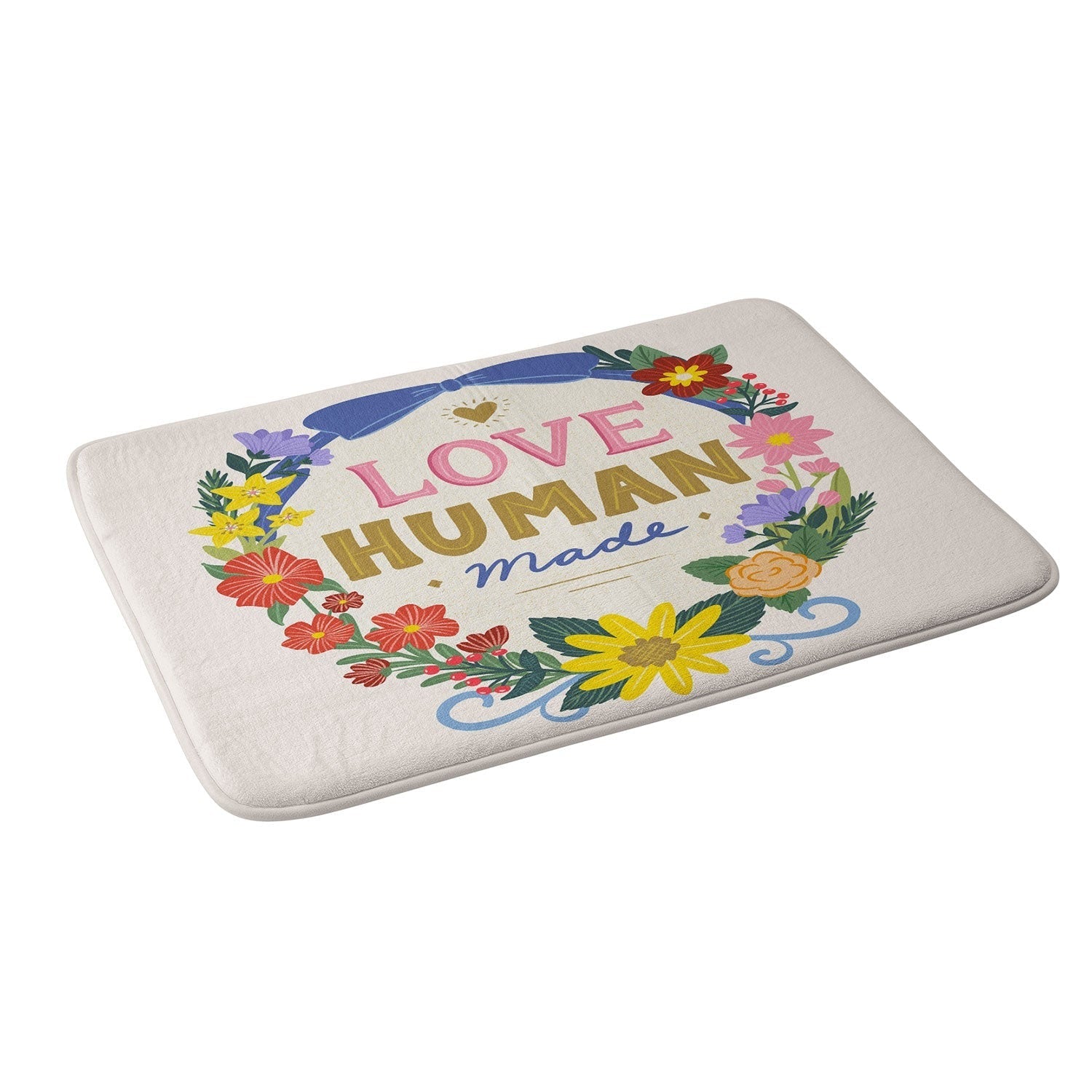 Design by Spark Love Human Made Floral Wreath Memory Foam Bath Mat
