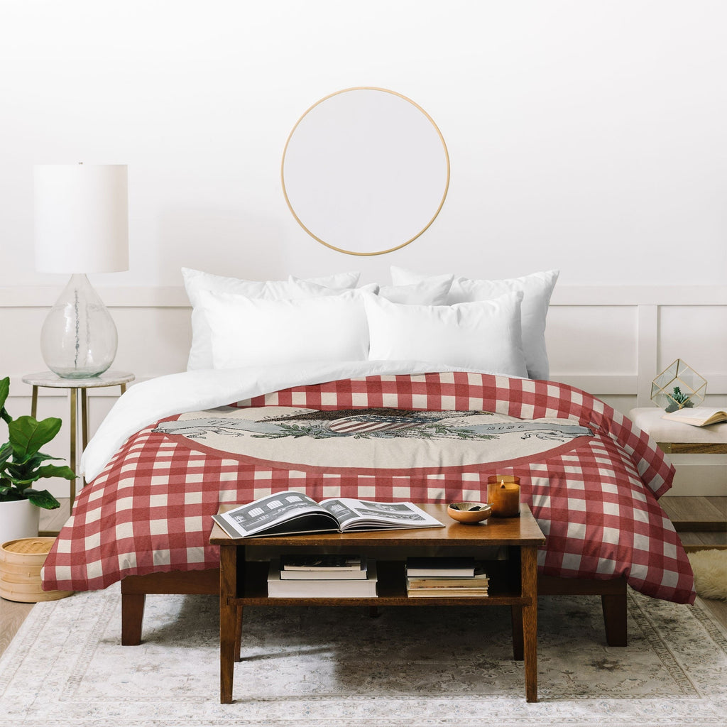 DENY Designs Gingham Eagle Duvet Cover