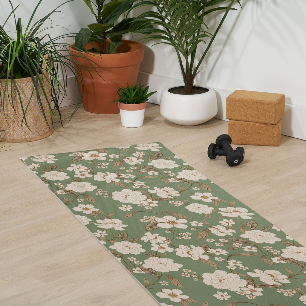 Gabriela Fuente Olive Floral Roberta Yoga Mat