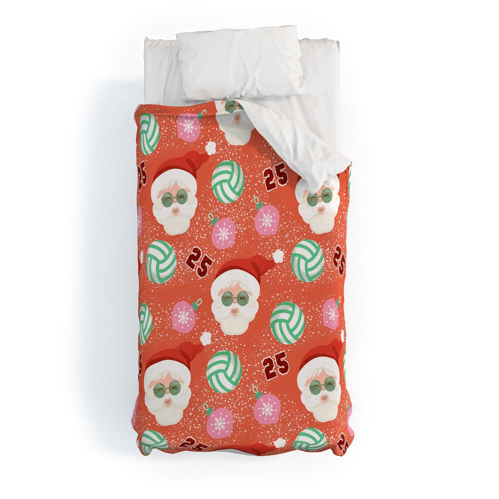 Design by Spark Sporty Volleyball Santa Duvet Cover