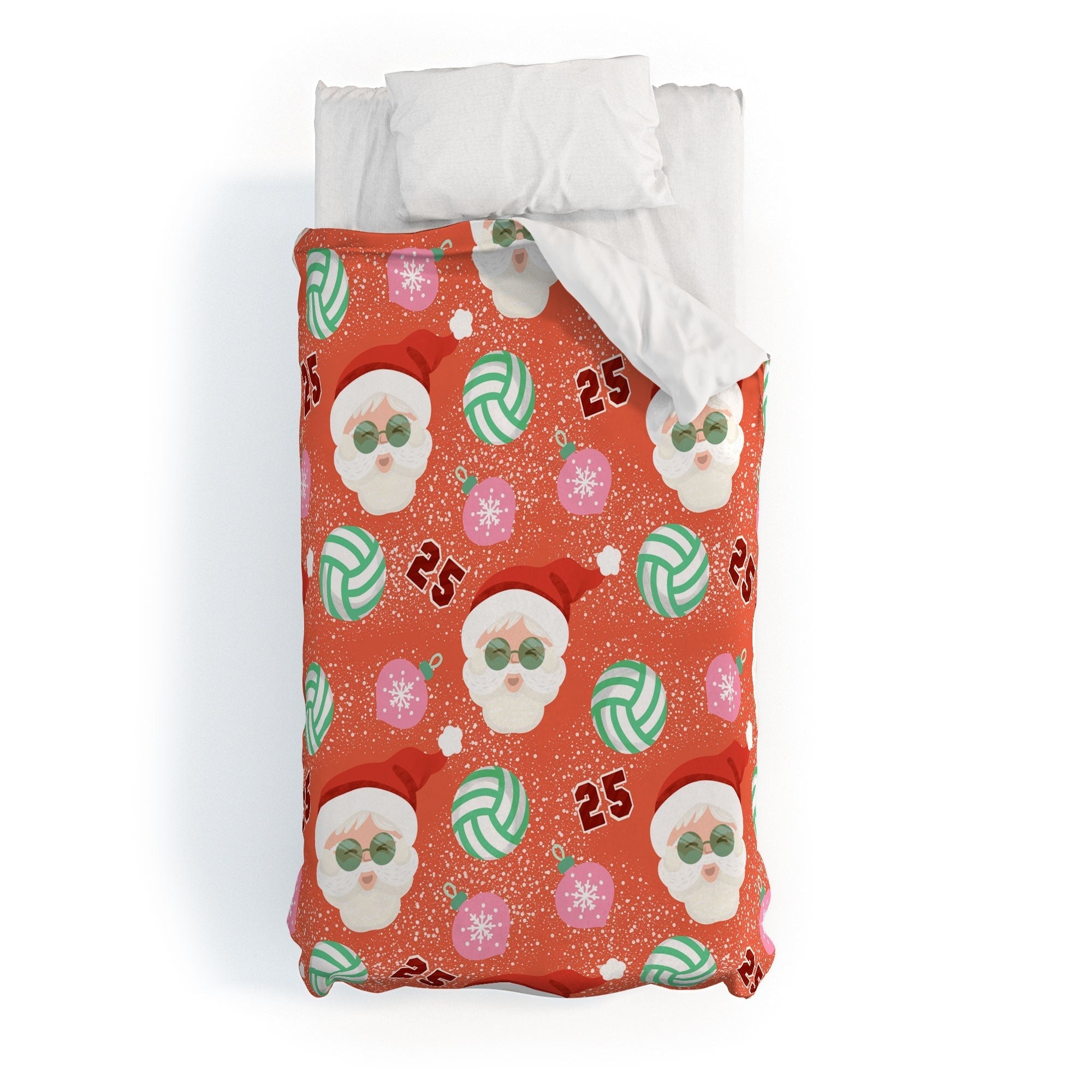 Design by Spark Sporty Volleyball Santa Duvet Cover