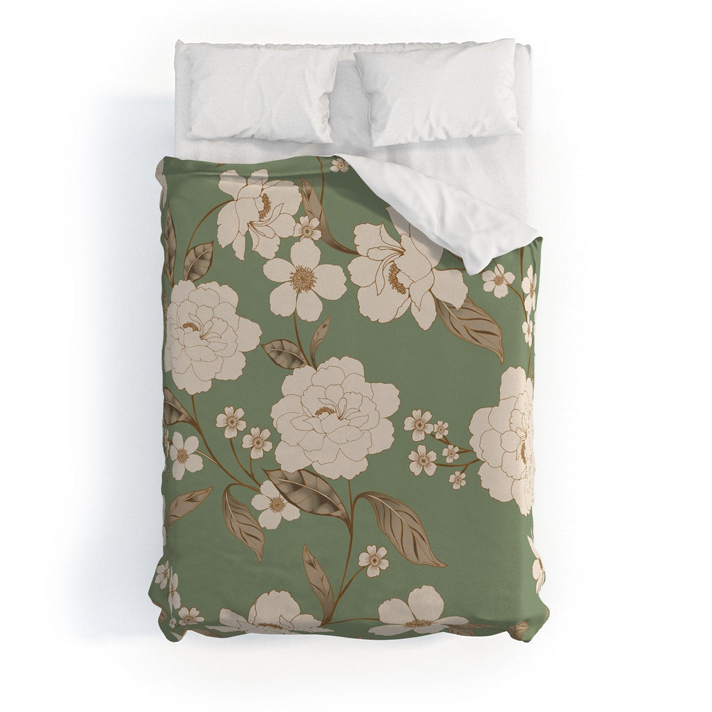 Gabriela Fuente Olive Floral Roberta Duvet Cover
