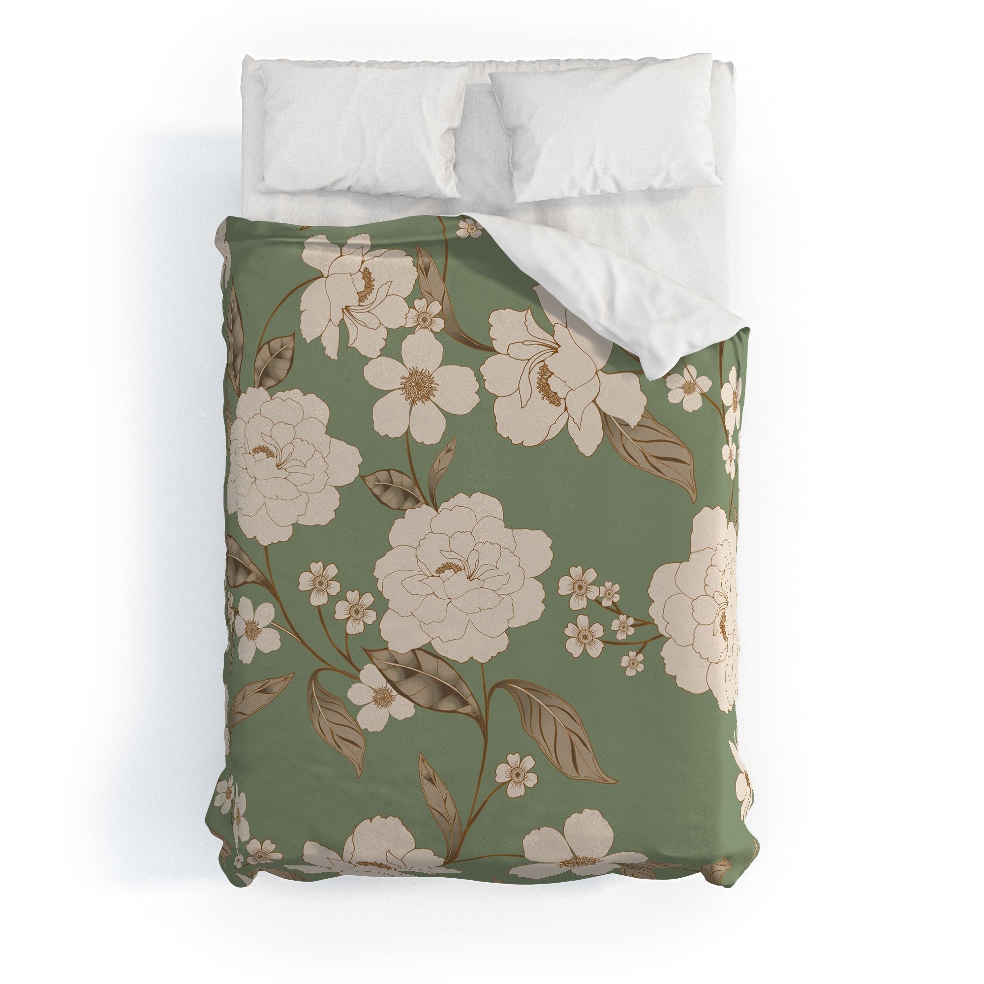 Gabriela Fuente Olive Floral Roberta Duvet Cover