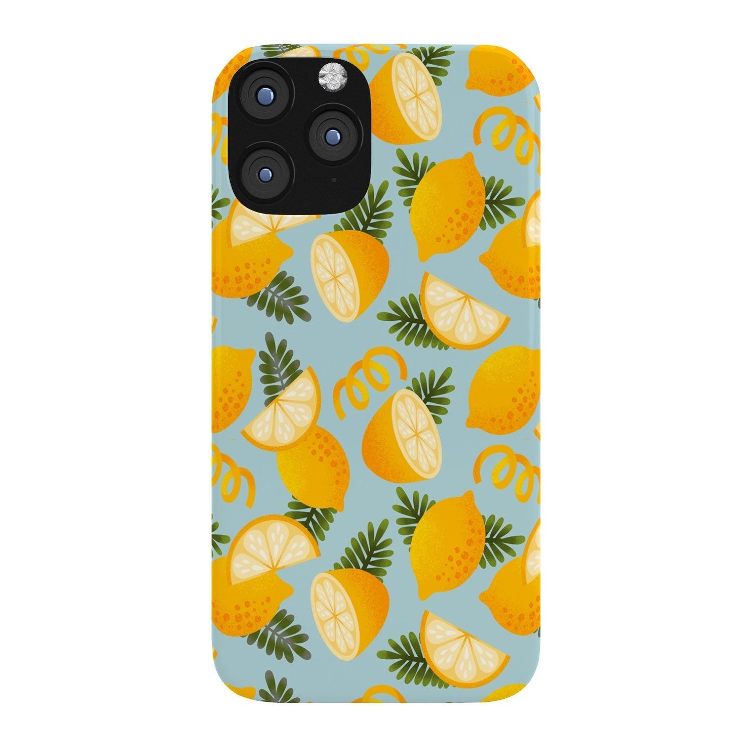 Jessica Molina Lemon Pattern on Sky Blue Phone Case