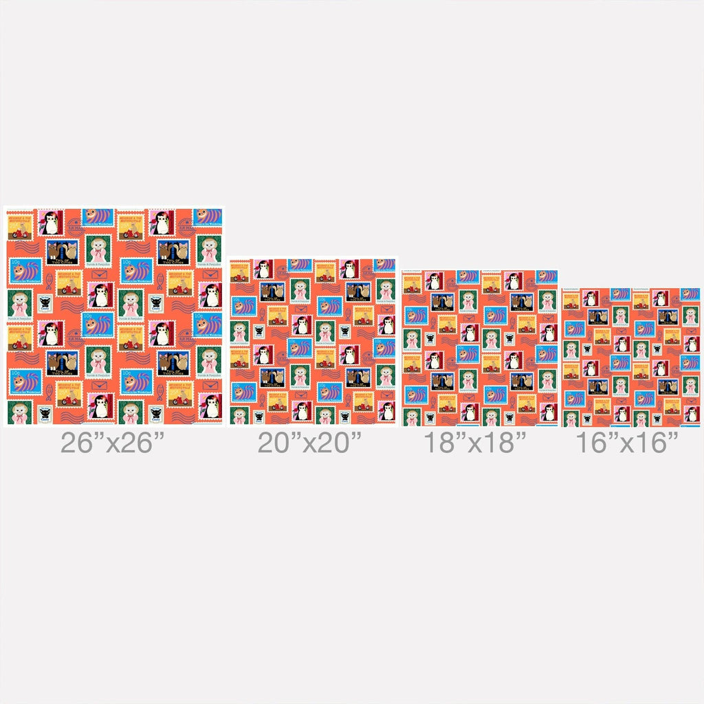 Design by Spark Classic Book Cat Stamps Throw Pillow