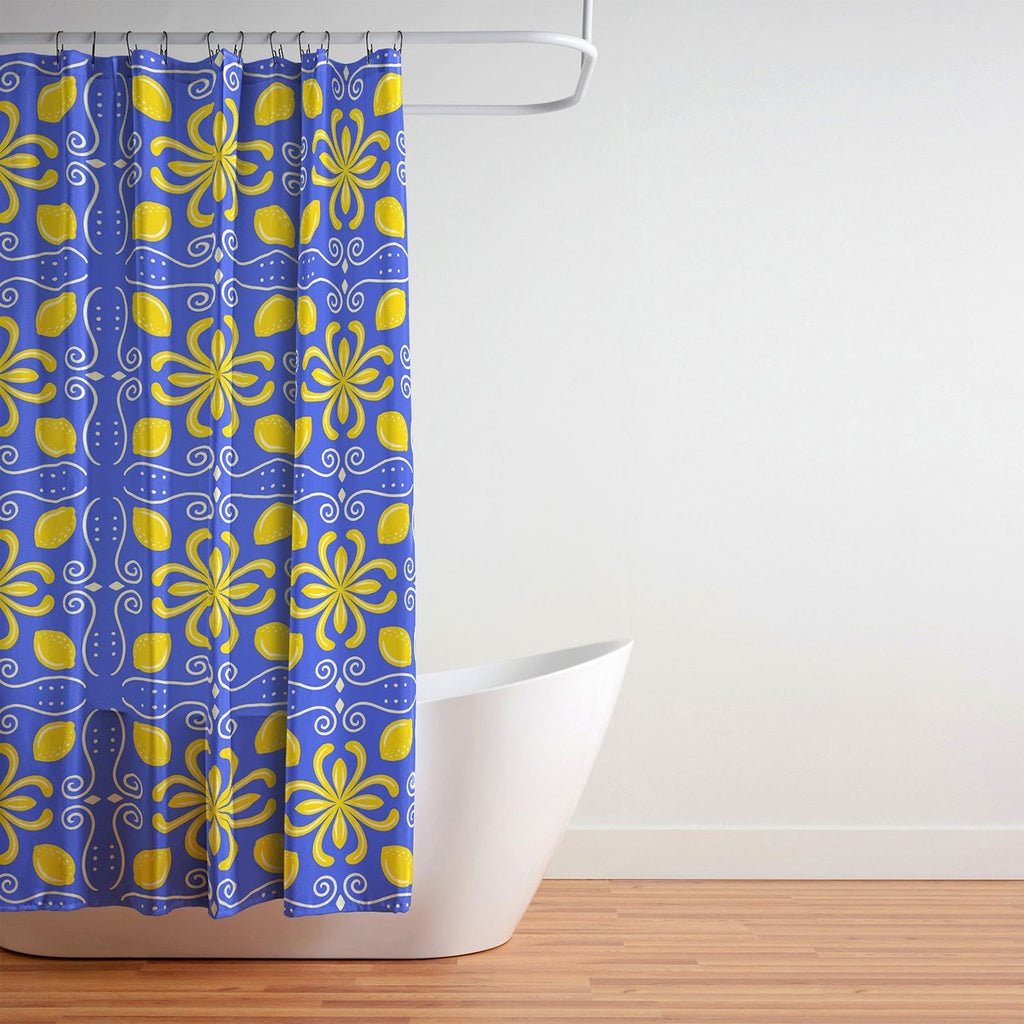 Design by Spark Dolce Vita Lemon Tile Shower Curtain