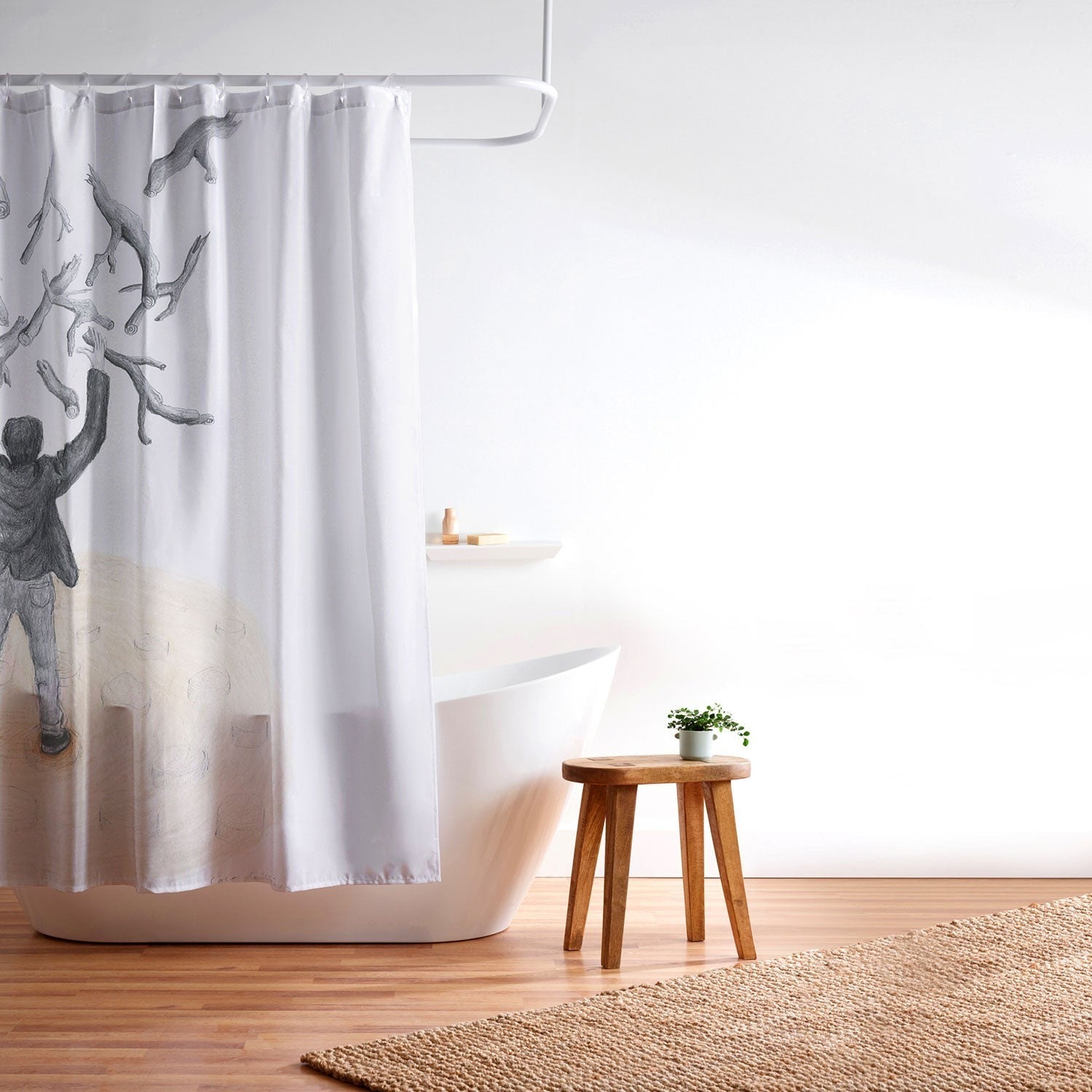 Coco de Paris Wood in the sky Shower Curtain