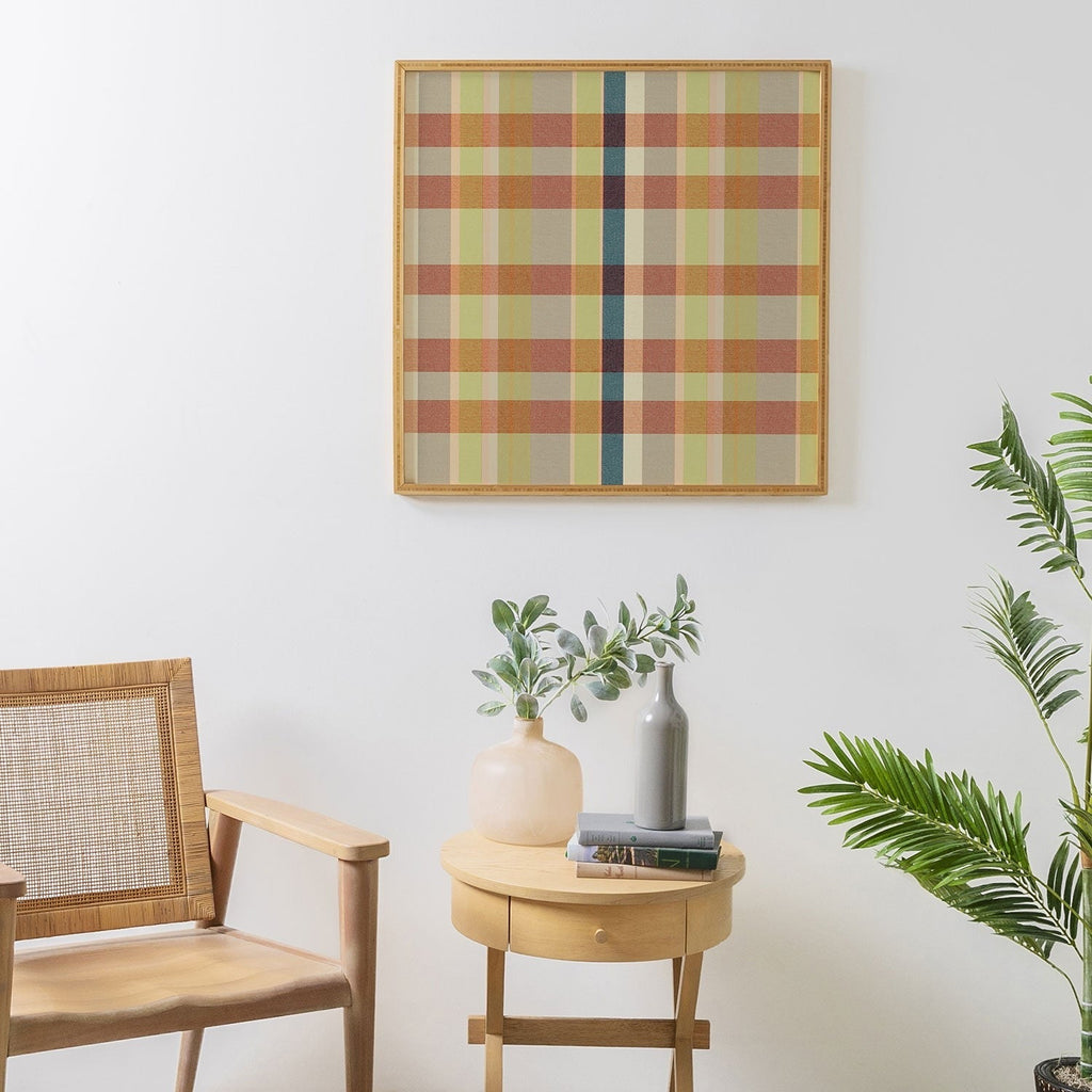 Marta Barragan Camarasa Retro Picnic Plaid Warm Tones Framed Wall Art