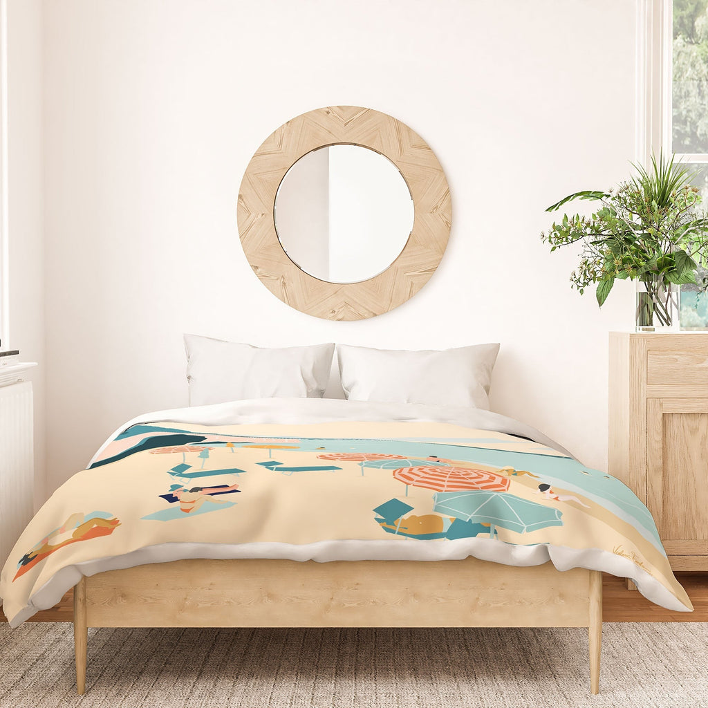 Valeria Frustaci Beach of Positano in Italy Duvet Cover