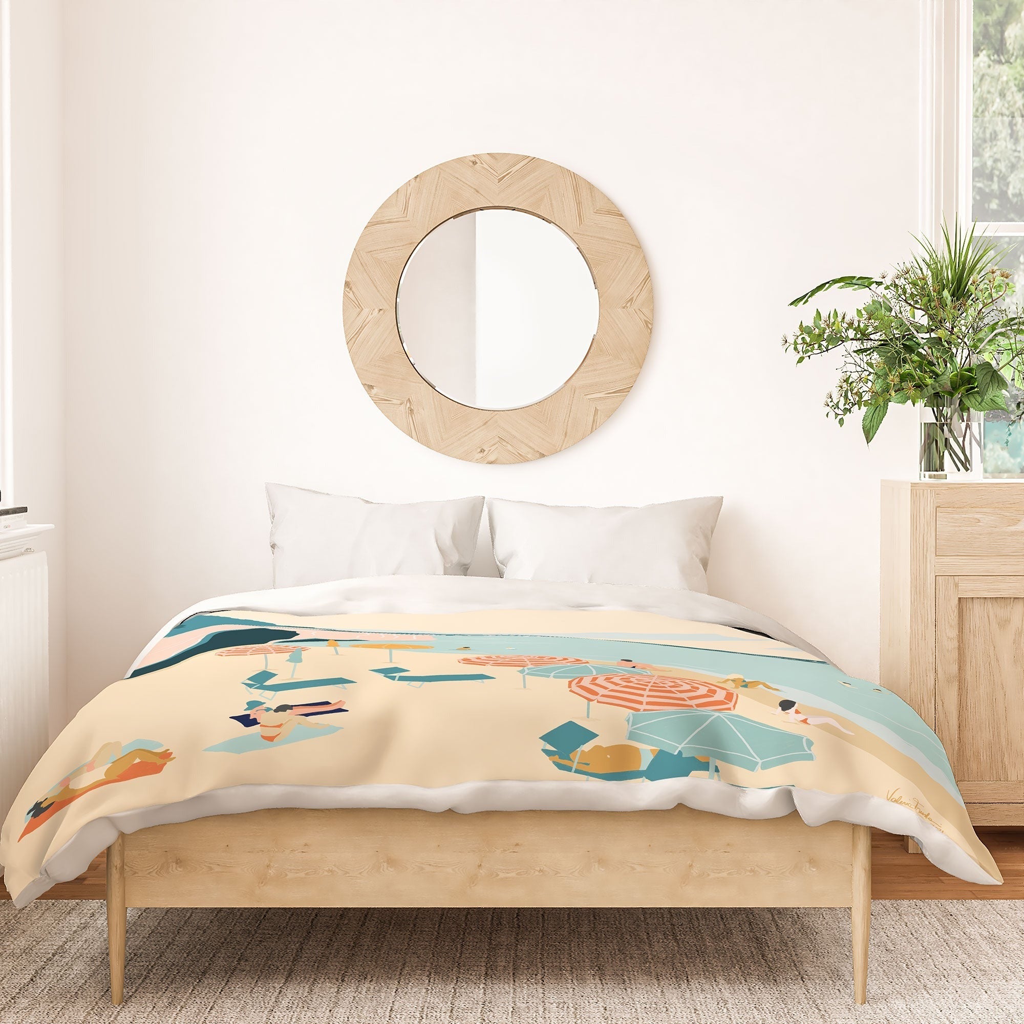 Valeria Frustaci Beach of Positano in Italy Duvet Cover