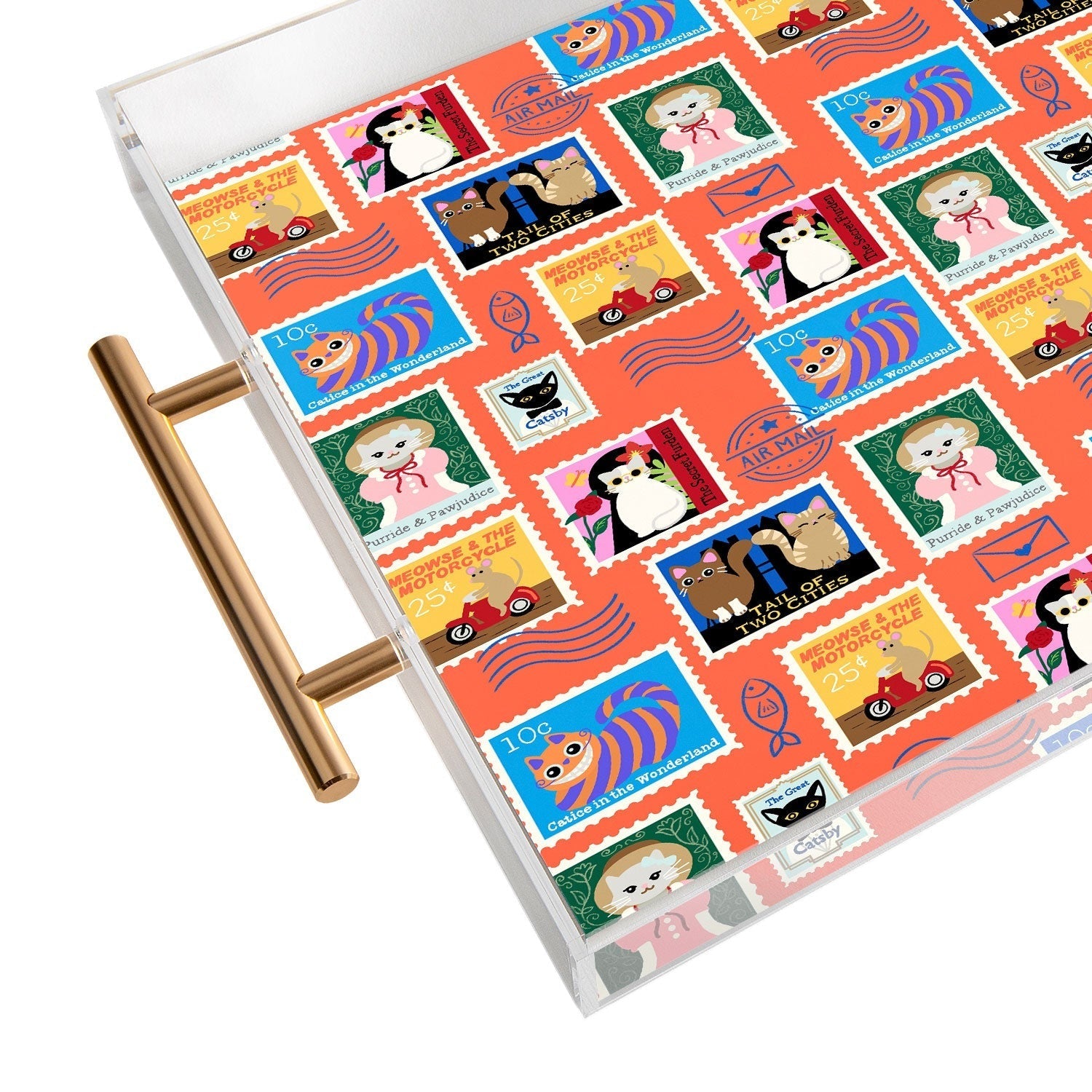 Design by Spark Classic Book Cat Stamps Acrylic Tray