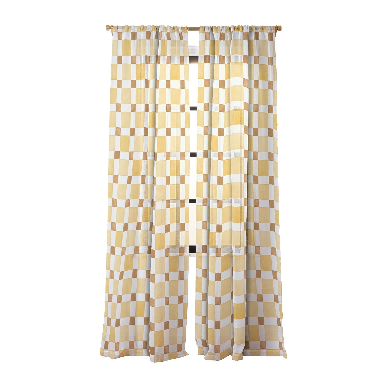 Ninola Design Everyday Artifact Checker Mosaic Tiles Geometry Yellow Sheer Non Repeat