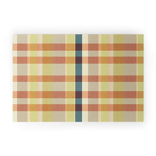Marta Barragan Camarasa Retro Picnic Plaid Warm Tones Welcome Mat