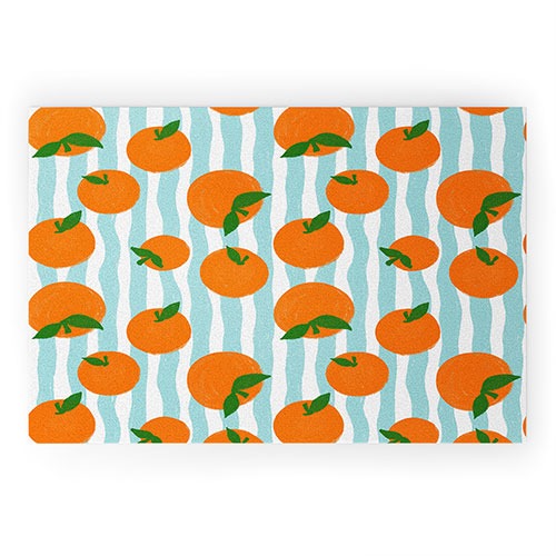 Design by Spark Zesty Oranges and Stripes Welcome Mat