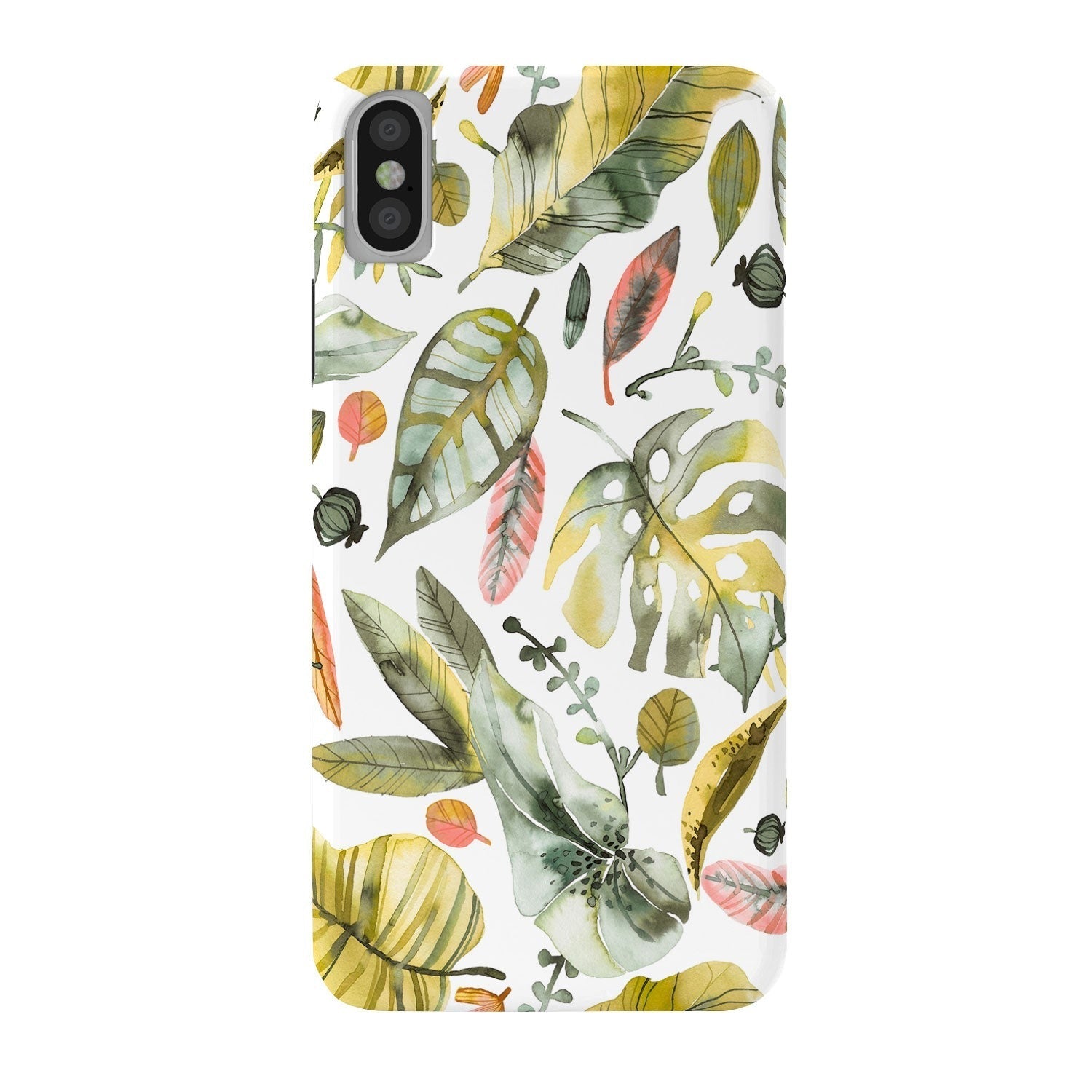 Ninola Design Botanic Retreat Tropical Jungle Leaves Botanical Green Orange Phone Case