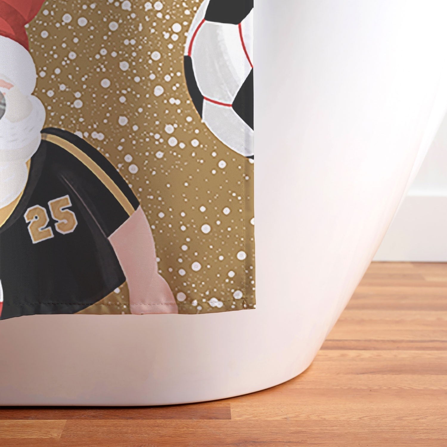 Design by Spark Sporty Soccer Santa Holiday Shower Curtain