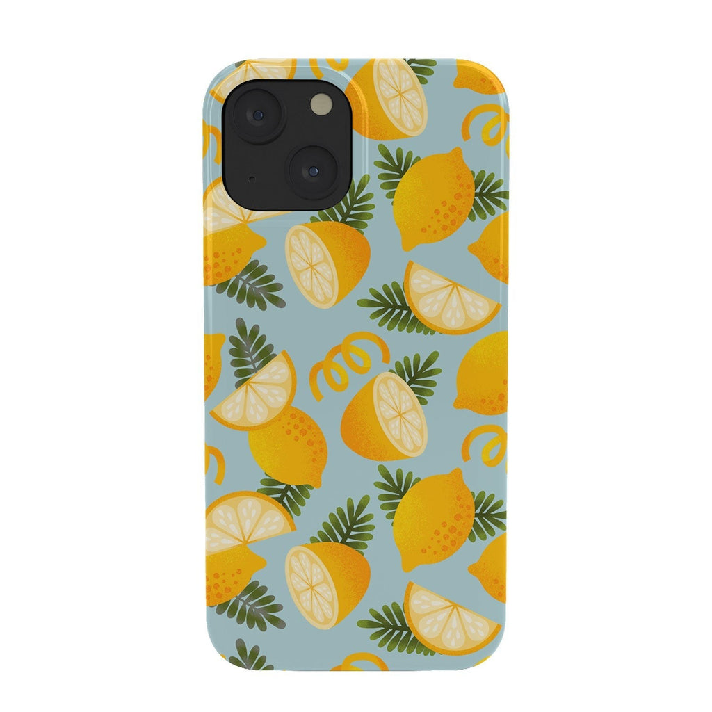 Jessica Molina Lemon Pattern on Sky Blue Phone Case