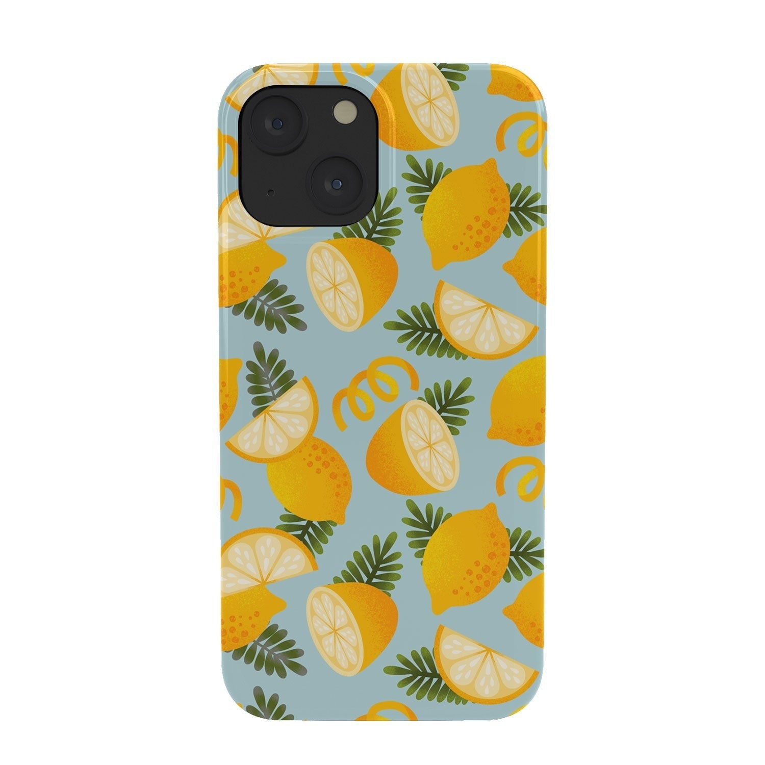 Jessica Molina Lemon Pattern on Sky Blue Phone Case