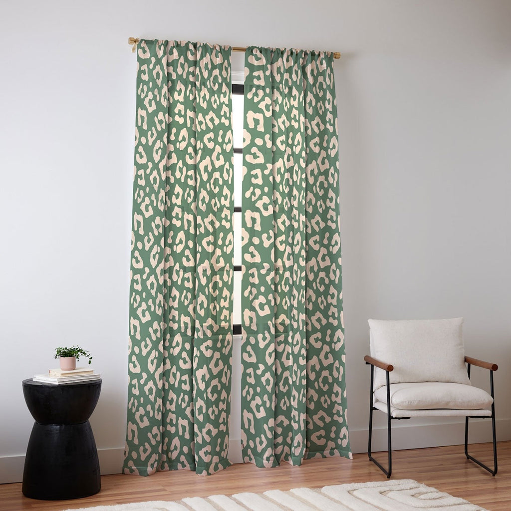 Avenie BR Cheetah Print In Green Sheer Non Repeat